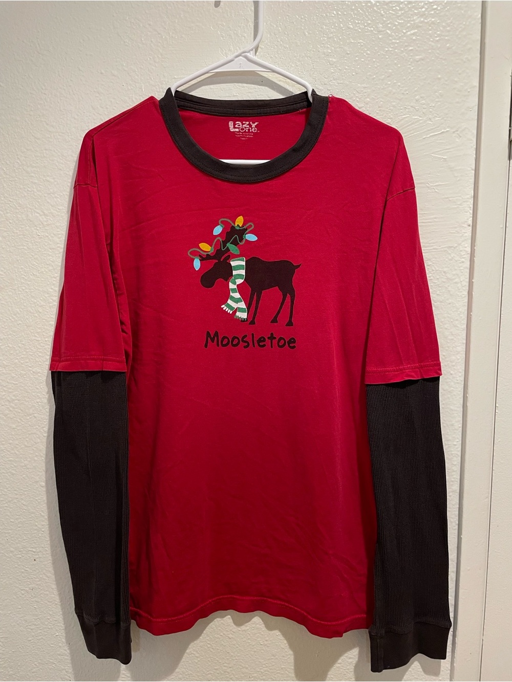 🎄 LazyOne "Moosletoe" Thermal Holiday PJ Shirt 🦌 Men's L